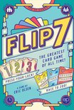 Doos van het kaartspel Flip 7 met de tekst "The Greatest Card Game of All Time!" en kaarten met getallen 1, 2, 3.