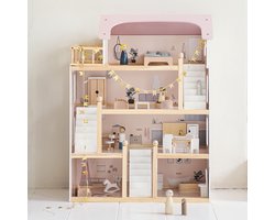 Petite Amélie Poppenhuis La Lyonnaise – Incl. 19 poppenmeubels – Vier verdiepingen met illustraties – Gemaakt van hout – H. 80 cm