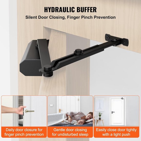 Automatische sluiting Deurdranger 90 graden binnen de positionering Stop Mute Zachtsluitend apparaat Instelbare bufferkracht Gasveer Automatische deurdranger deuropener(Color:Sand Silver