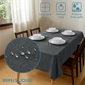JEMIDI Nappe/Nappe de jardin effet lotus Nappe aspect lin Housse anti-taches de lin - Anthracite - Forme Eckig - Format 135x200