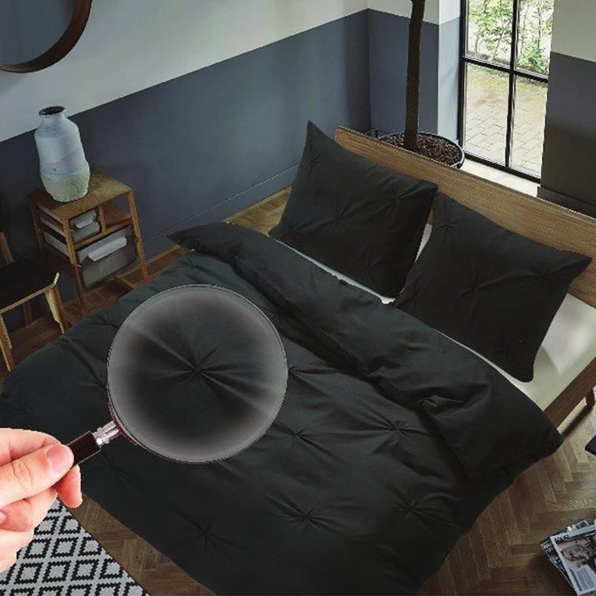 Zydante - Dekbedovertrek - Hotel Home Collection - Brighton - Zwart / 200x140