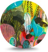 Maison de France - MDF Rond schilderij wall-art - scandic flowers 8 - mdf - 50 cm