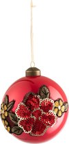 Kerstbal | glas | rood | 10x10x (h)11 cm