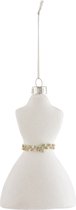 Kerstbal | glas | wit | 7x5.5x (h)12 cm