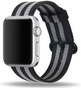 Nylon bandje voor de Geschikt voor Apple Watch 42mm - 44mm Black Gray voor Series 1|2|3|4|5|6|7