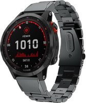 Stalen Smartwatch bandje - Geschikt voor  Garmin stalen bandje - zwart - Strap-it Horlogeband / Polsband / Armband