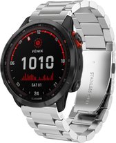 Strap-it Garmin Fenix 7x stalen band - zilver