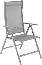 HMCB02GY Tuinstoel, klapstoel, outdoorstoel met robuust aluminium frame, rugleuning 8-traps verstelbaar, belastbaar tot 150 kg, grijs