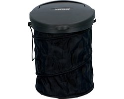 Dunlop Auto-Afvalbak - Opvouwbaar  -   Ø 16 cm - met Deksel - voor aan het Dashboard of op de Vloer