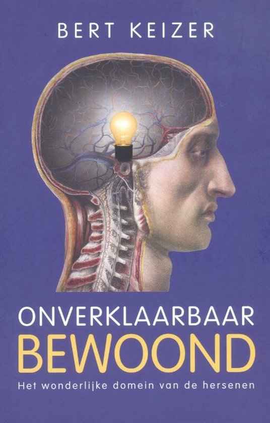 Boekomslag 'Onverklaarbaar Bewoond' met een illustratie van een hoofd, met een gloeilampje in de hersenen.