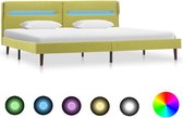 Decoways - Bedframe met LED stof groen 180x200 cm