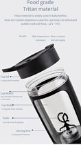 GYMCOUPE® Shaker Wit - Elektrische Shakebeker - Shakebekers - Oplaadbare Proteïne Shaker met Accu - 650 ML - Zwart