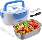 110V/12V Portable Stainless Steel Heating Container  - bag included | Food Warmer Electric Lunch Box for Car | Voedselverwarmer Elektrische lunchbox voor in de auto - meegeleverde