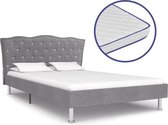 vidaXL Bed met traagschuim matras stof lichtgrijs 120x200 cm