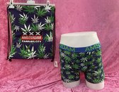 Cannabis boxershorts blauw maat M-cannabis sokken - cannabis BAG tas blauw