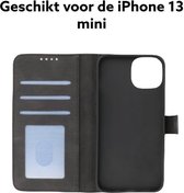 Apple Iphone 13 mini hoesje zwart bookcase met pas houder -iphone 13 mini hoesje bookcase black wallet case