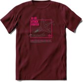 AV-8B Vliegtuig T-Shirt | Unisex leger Kleding | Dames - Heren Straaljager shirt | Army F16 | Grappig bouwpakket Cadeau | - Burgundy - XL