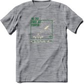 ME-262 Vliegtuig T-Shirt | Unisex leger Kleding | Dames - Heren Straaljager shirt | Army F16 | Grappig bouwpakket Cadeau | - Donker Grijs - Gemaleerd - XL