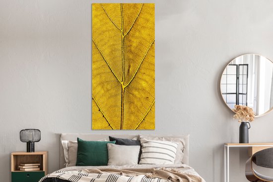 Toile Peinture Feuilles - Plantes - Jaune - 80x160 cm - Décoration murale