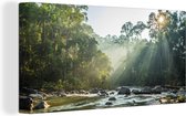Canvas Schilderij De zon schijnt op een rivier in een Maleisisch bos - 40x20 cm - Wanddecoratie