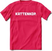 Kattenkop - Katten T-Shirt Kleding Cadeau | Dames - Heren - Unisex | Kat / Dieren shirt | Grappig Verjaardag kado | Tshirt Met Print | - Roze - M