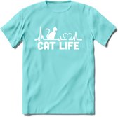Cat Life - Katten T-Shirt Kleding Cadeau | Dames - Heren - Unisex | Kat / Dieren shirt | Grappig Verjaardag kado | Tshirt Met Print | - Licht Blauw - M