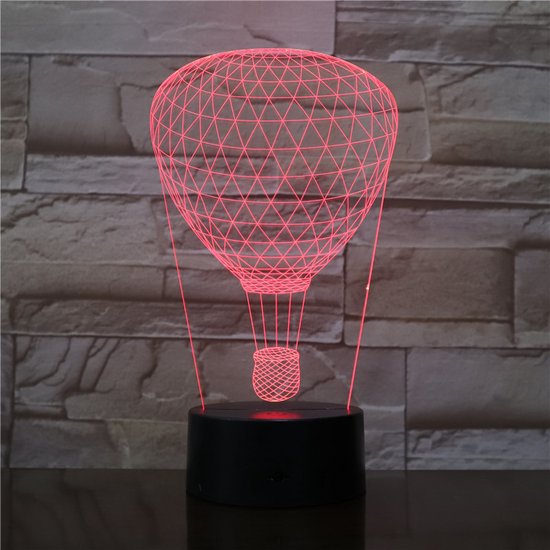3D Led Lamp Met Gravering - RGB 7 Kleuren - Luchtballon