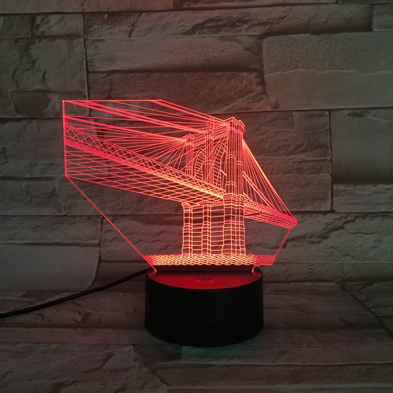 3D Led Lamp Met Gravering - RGB 7 Kleuren - Brug
