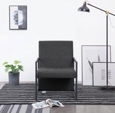 Fauteuil met chromen poten stof donkergrijs