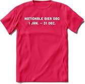 Nationale Bier Dag T-Shirt | Unisex Kleding | Dames - Heren Feest shirt | Drank | Grappig Verjaardag Cadeau tekst | - Roze - XXL