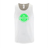 Witte Tanktop sportshirt met "Member of the Vodka club" Print Neon Groen Size S