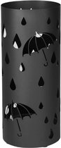 Maison Home Ronde Parapluhouder met lekbak – paraplu patroon – zwart metaal