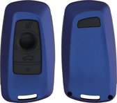 kwmobile hoes voor autosleutel compatibel met BMW 3-knops draadloze autosleutel (alleen Keyless Go) - Autosleutelbehuizing in donkerblauw / zwart - design