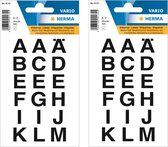 Stickervellen met 72x stuks alfabet plak letters A-Z zwart 20x20 mm