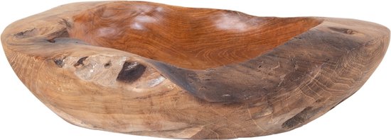 Grote, ruw afgewerkte houten schaal.
