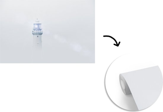 Behang - Fotobehang Vuurtoren in de mist - Breedte 600 cm x hoogte 400 cm