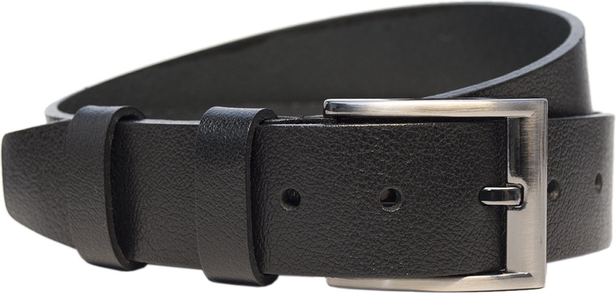 Heren Riem Of Dames Riem Van Zwart Echt Leder – 4 cm Breed – Riemmaat 90 cm - (Totale Lengte 110 cm)