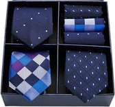 3 stuks 100% zijden stropdassen en pochets in een geschenkdoos |  luxe doos - giftbox