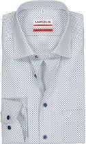 MARVELIS modern fit overhemd - wit met 2 kleuren blauw gestipt - Strijkvrij - Boordmaat: 44