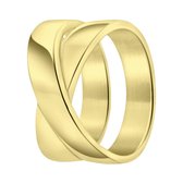 Lucardi Dames Goldplated ring Trinette - Ring - Cadeau - Moederdag - Staal - Goudkleurig
