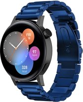 Stalen Smartwatch bandje - Geschikt voor  Huawei Watch GT 3 42mm stalen band - blauw - 42mm - Strap-it Horlogeband / Polsband / Armband