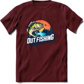 Fishing - Vissen T-Shirt | Beige | Grappig Verjaardag Vis Hobby Cadeau Shirt | Dames - Heren - Unisex | Tshirt Hengelsport Kleding Kado - Burgundy - XL