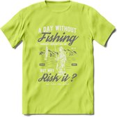 A Day Without Fishing - Vissen T-Shirt | Grijs | Grappig Verjaardag Vis Hobby Cadeau Shirt | Dames - Heren - Unisex | Tshirt Hengelsport Kleding Kado - Groen - S