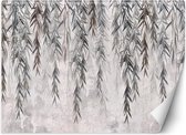 Trend24 - Behang - Tropische Planten In Grijs - Behangpapier - Fotobehang 3D - Behang Woonkamer - 254x184 cm - Incl. behanglijm