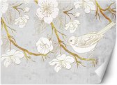 Trend24 - Behang - Vogel En Bloemen - Vliesbehang - Fotobehang 3D - Behang Woonkamer - 450x315 cm - Incl. behanglijm