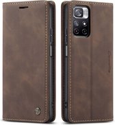 CaseMe - Hoesje geschikt voor Xiaomi Redmi Note 11 - Wallet Book Case - Magneetsluiting - Donker Bruin