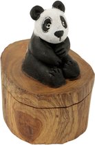 Doosjes - Panda - Hout - Zwart - 12x10x10 cm - Indonesie - Sawa Hasa - Fairtrade