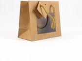 Gift bag - Cadeauzak met venster - Kraft karton - Naturel - 16x8x14cm - Fairtrade - Sawahasa
