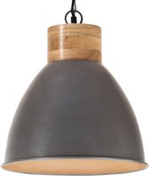 vidaXL Hanglamp industrieel E27 46 cm ijzer en massief hout grijs