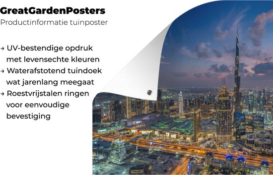 Décoration murale Skyline de Dubaï avec Burj Khalifa un soir nuageux - 180x120 cm - Poster jardin - Toile jardin - Poster extérieur